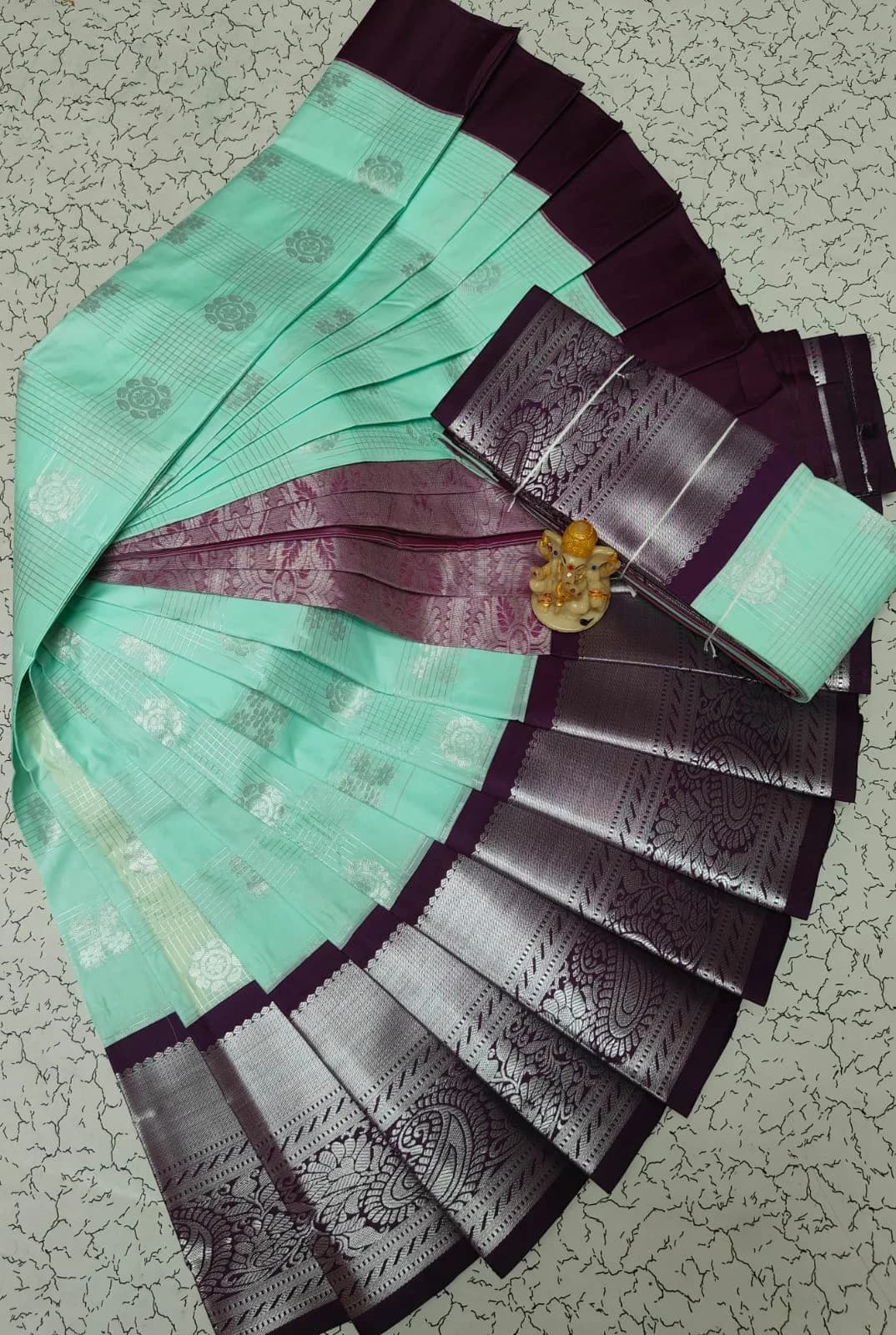 MANGALYAM KORVAI KOTTANJI TANA SOFT SILK SAREE ARS040 - Sea green β image 1 of 1