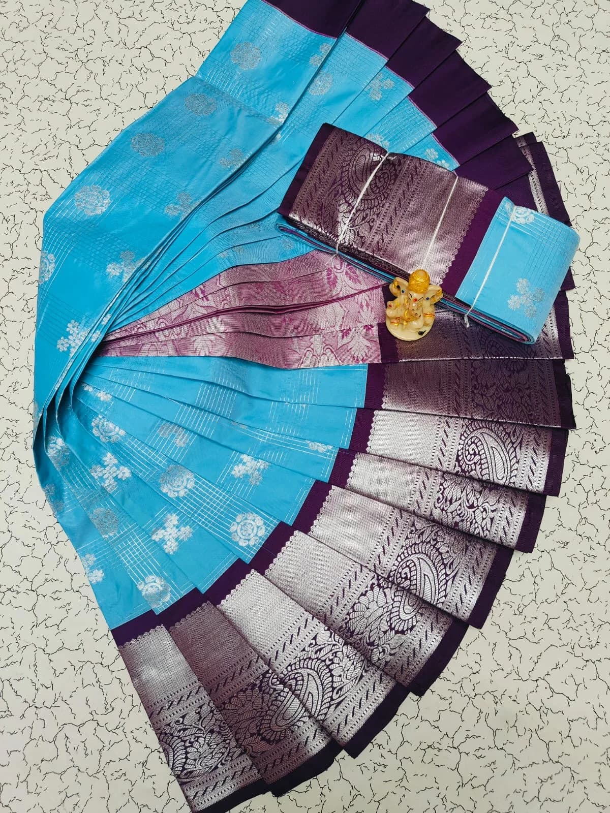 MANGALYAM KORVAI KOTTANJI TANA SOFT SILK SAREE ATS041 - Sky blue