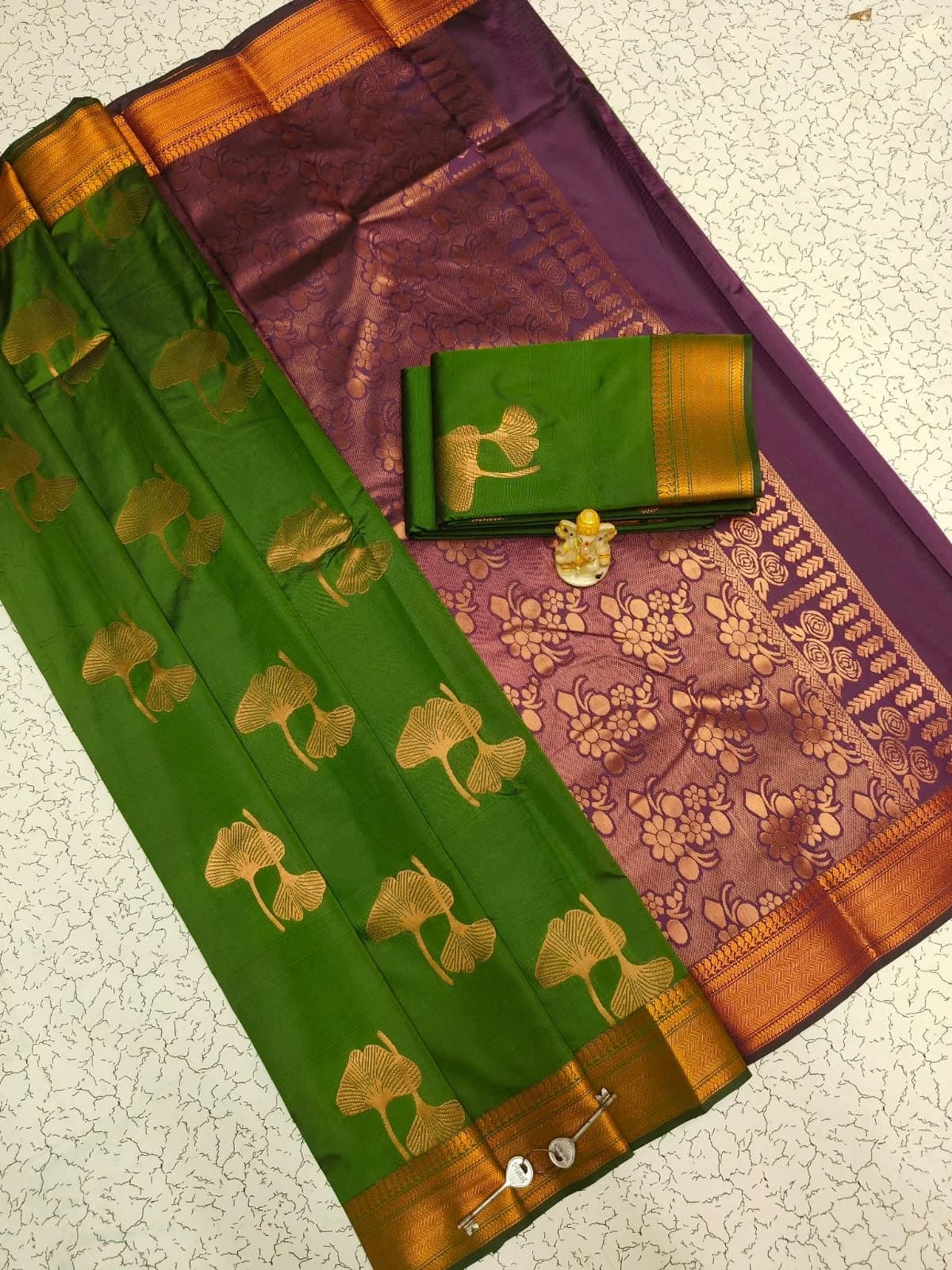 Arani Border Soft Silk Sarees ARS013 - Green