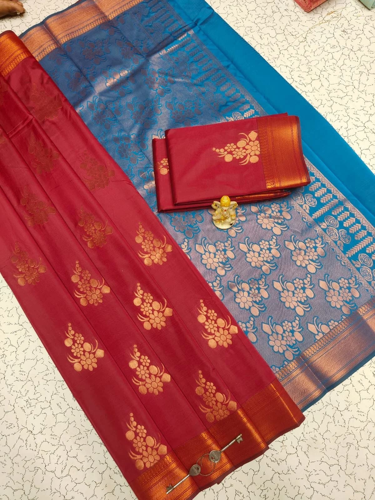 Arani Border Soft Silk Sarees ARS008 - Rani Pink