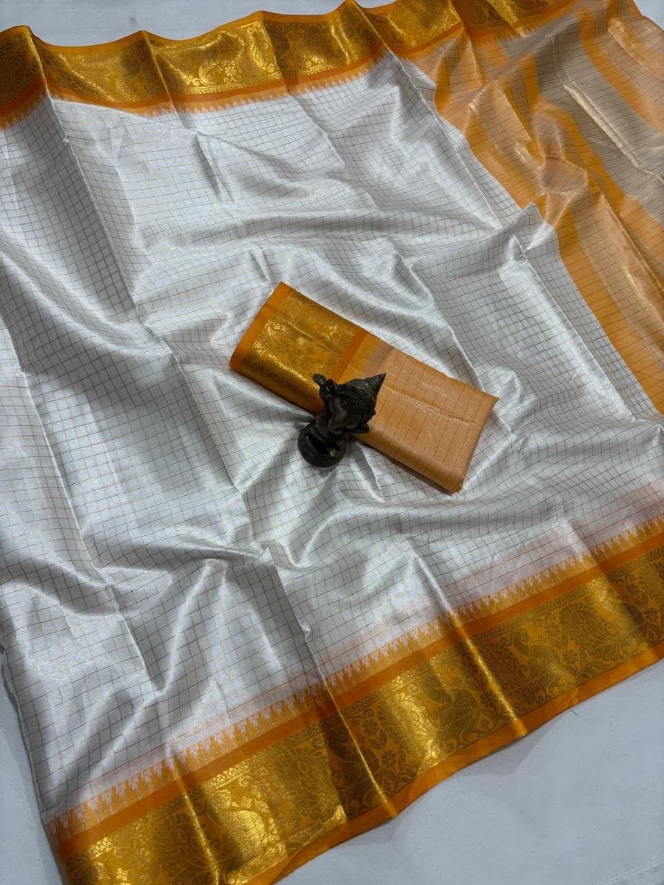 Fancy saree V1001 - silver white โ image 1 of 2